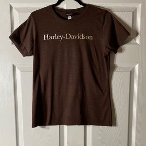 Brown Harley Davidson Shirt Short Sleeve Large